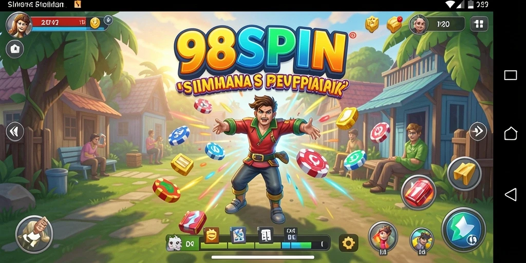 Tampilan gameplay 98SPIN yang menarik dan penuh warna.