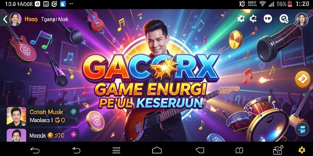 Screenshot tampilan gameplay GACORX dengan berbagai lagu.