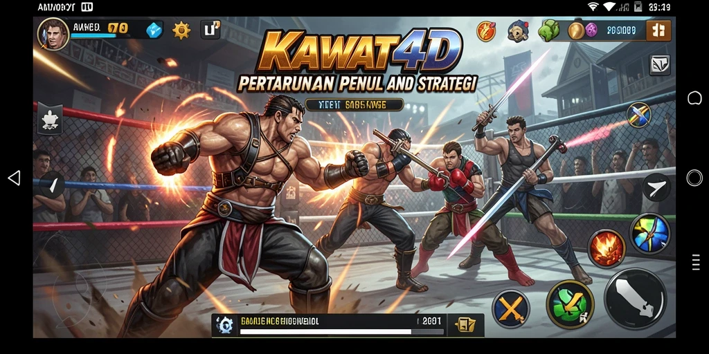Screenshot gameplay KAWAT4D menampilkan aksi pertarungan yang intens.