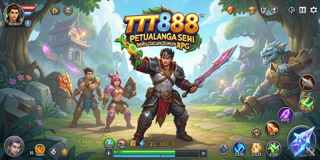Screenshot menunjukkan aksi pertempuran intens di dunia RPG TTT888.