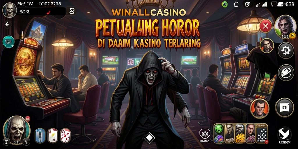 Tampilan gameplay menegangkan di kasino berhantu.